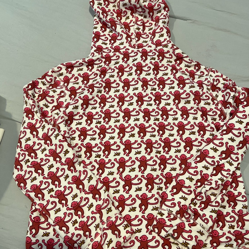Roller Rabbit Pink Monkey Print Hoodie